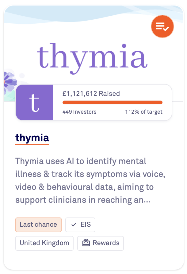 Thymia - £1.2m - CrowdCube 2023